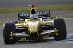 Robert Doornbos in de Jordan op het circuit van Jerez