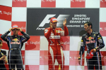 Sebastian Vettel, Fernando Alonso, Mark Webber, Singapore Sunday 2010